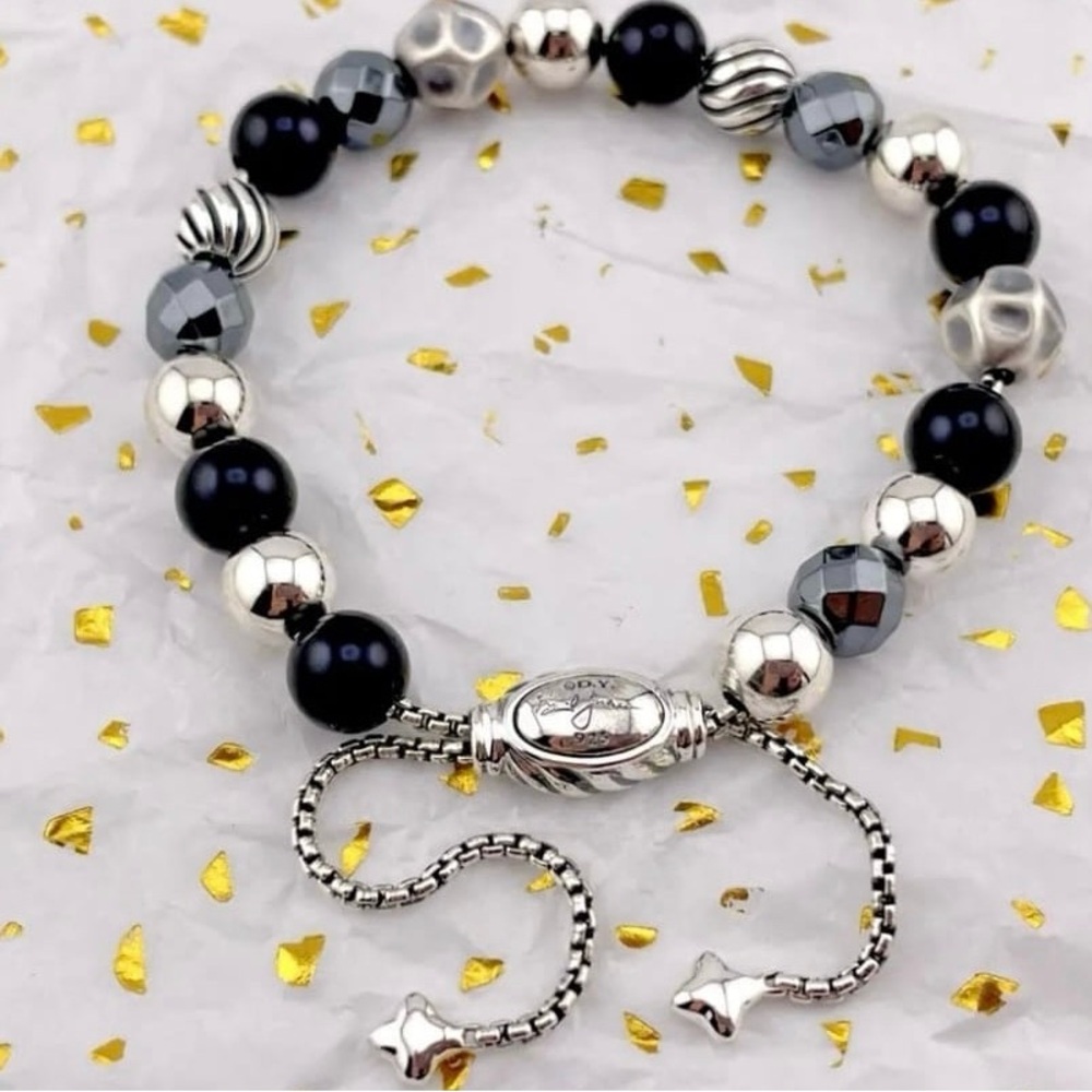 Authentic David Yurman Onyx and Hematine Elements Bracelet